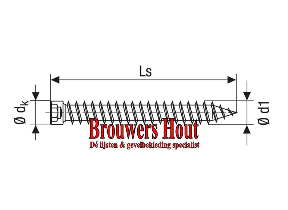 Kozijnschroef afm. 7.5x150mm T30 (zonder kop) - Afbeelding 2