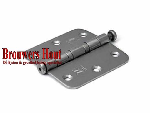 Kogelscharnier 76x76mm met ronde hoek RVS