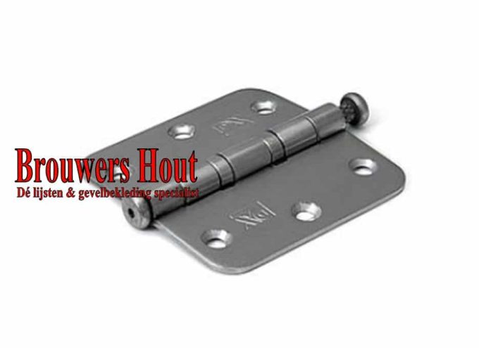 Kogelscharnier 76x76mm met ronde hoek RVS