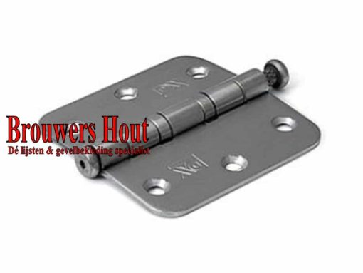 Kogelscharnier 89x89mm met ronde hoek RVS