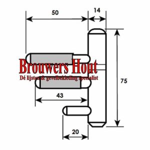Inboorpaumelle RVS finish (Ø14x75mm) - Afbeelding 2